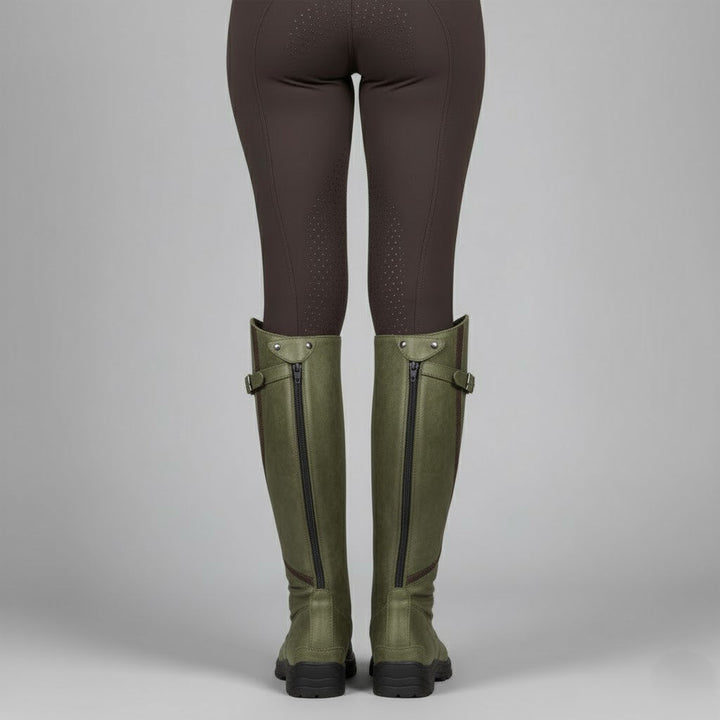 Women's Cowboy Boots, Knee-High Leather Outdoor Wear in Green 3