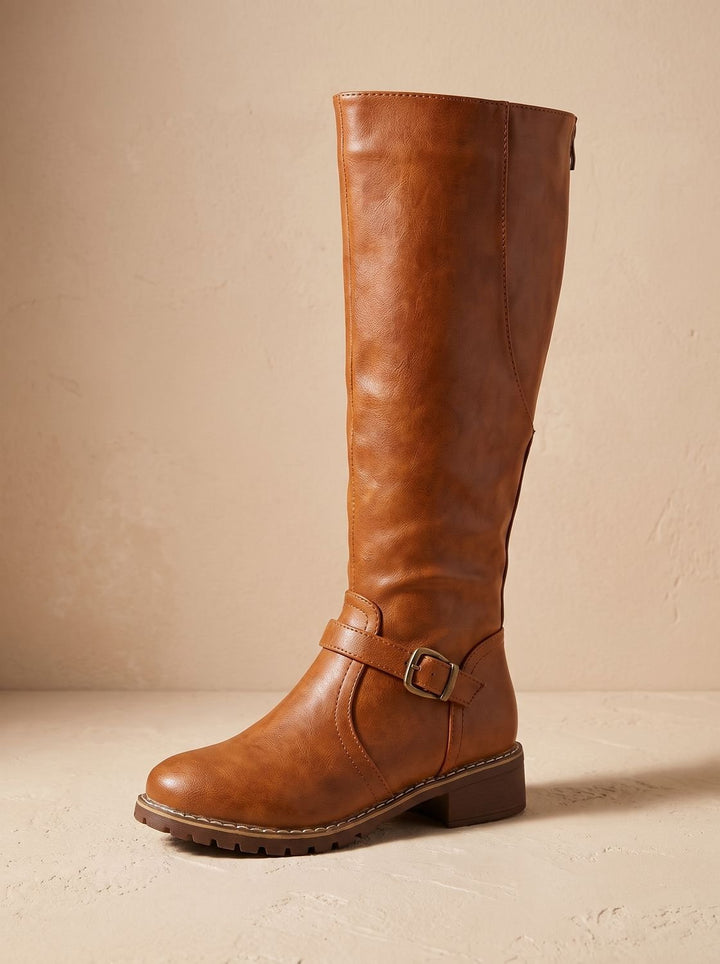 Women's Cowboy Boots Knee-High with Gold Buckle (2)