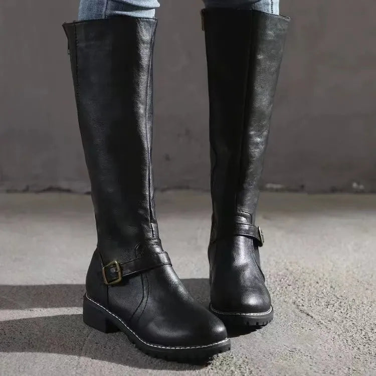 Women's Cowboy Boots Tall Leather in Black