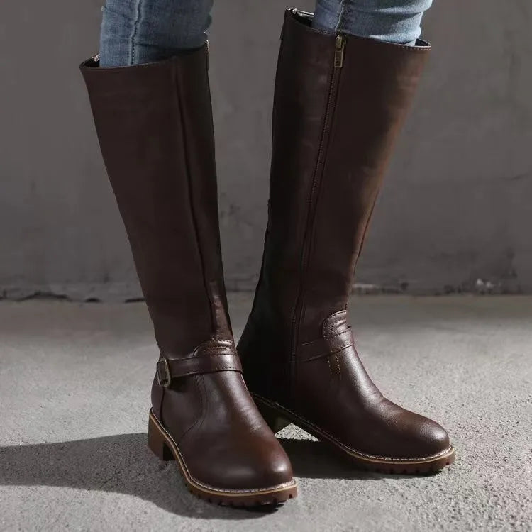 Women's Cowboy Boots Tall Leather in DarkBrown