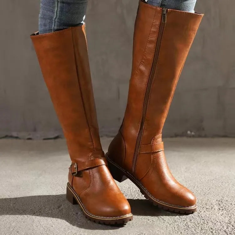 Women's Cowboy Boots Tall Leather in Light Brown