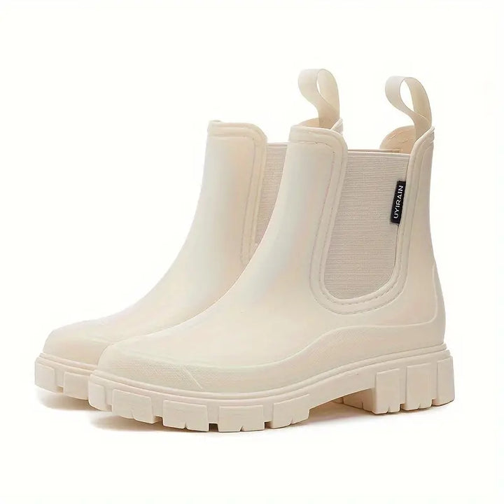 Women's Cowboy Boots Waterproof Slip-On Ankle in Beige