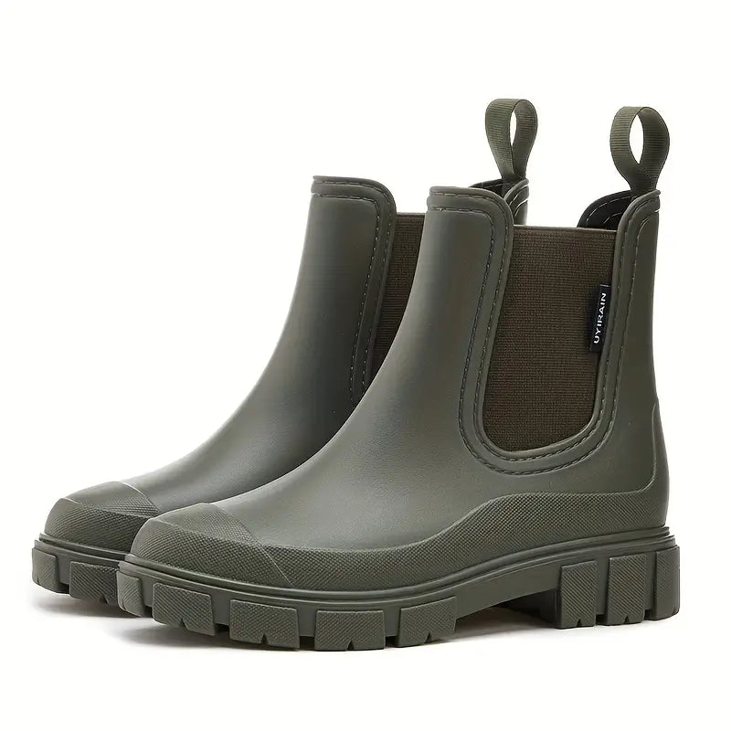 Women's Cowboy Boots Waterproof Slip-On Ankle in Green