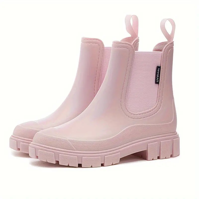 Women's Cowboy Boots Waterproof Slip-On Ankle in Pink