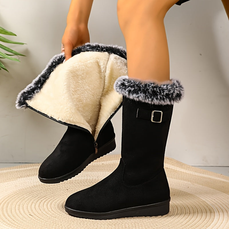 Women's Cowboy Boots with Plush Lining in Black