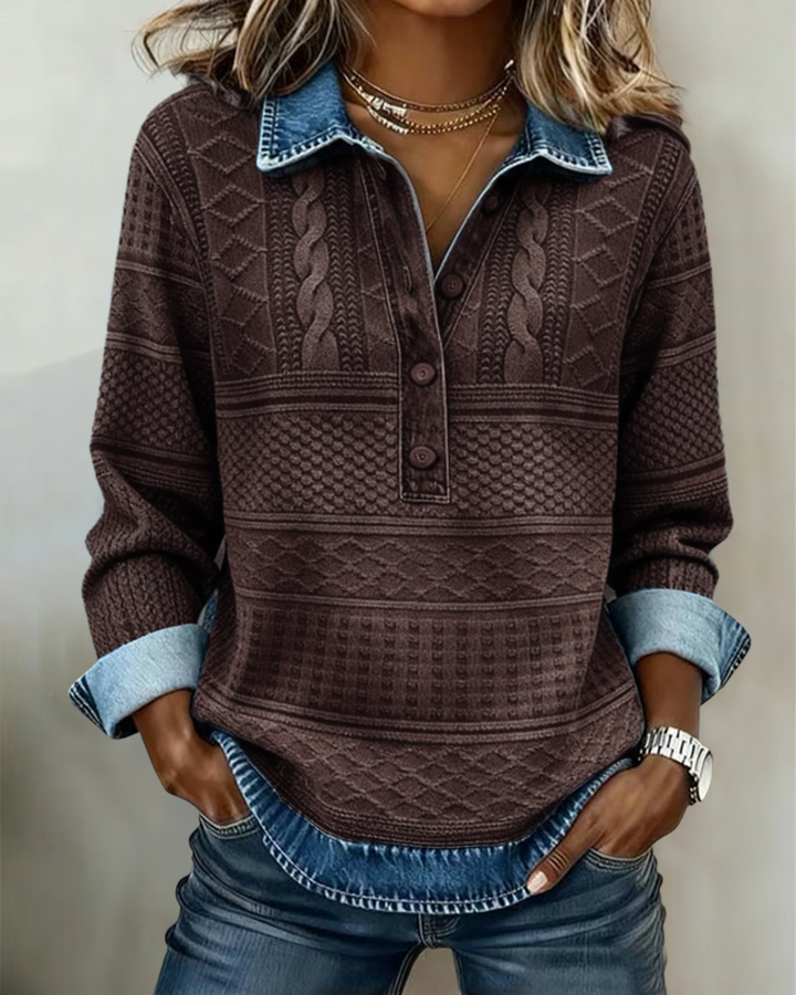Women's Cozy Cable Knit Christmas Jumper in Brown