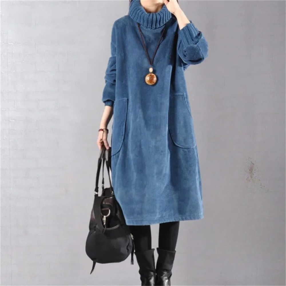 Women's Cozy Midi Jumper Dress for Autumn (2)
