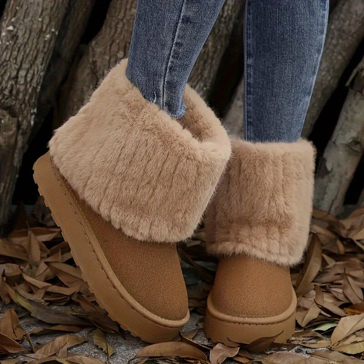 Women's Cozy Platform Ankle Cowboy Boots (5)