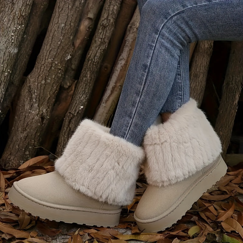 Women's Cozy Platform Ankle Cowboy Boots (6)