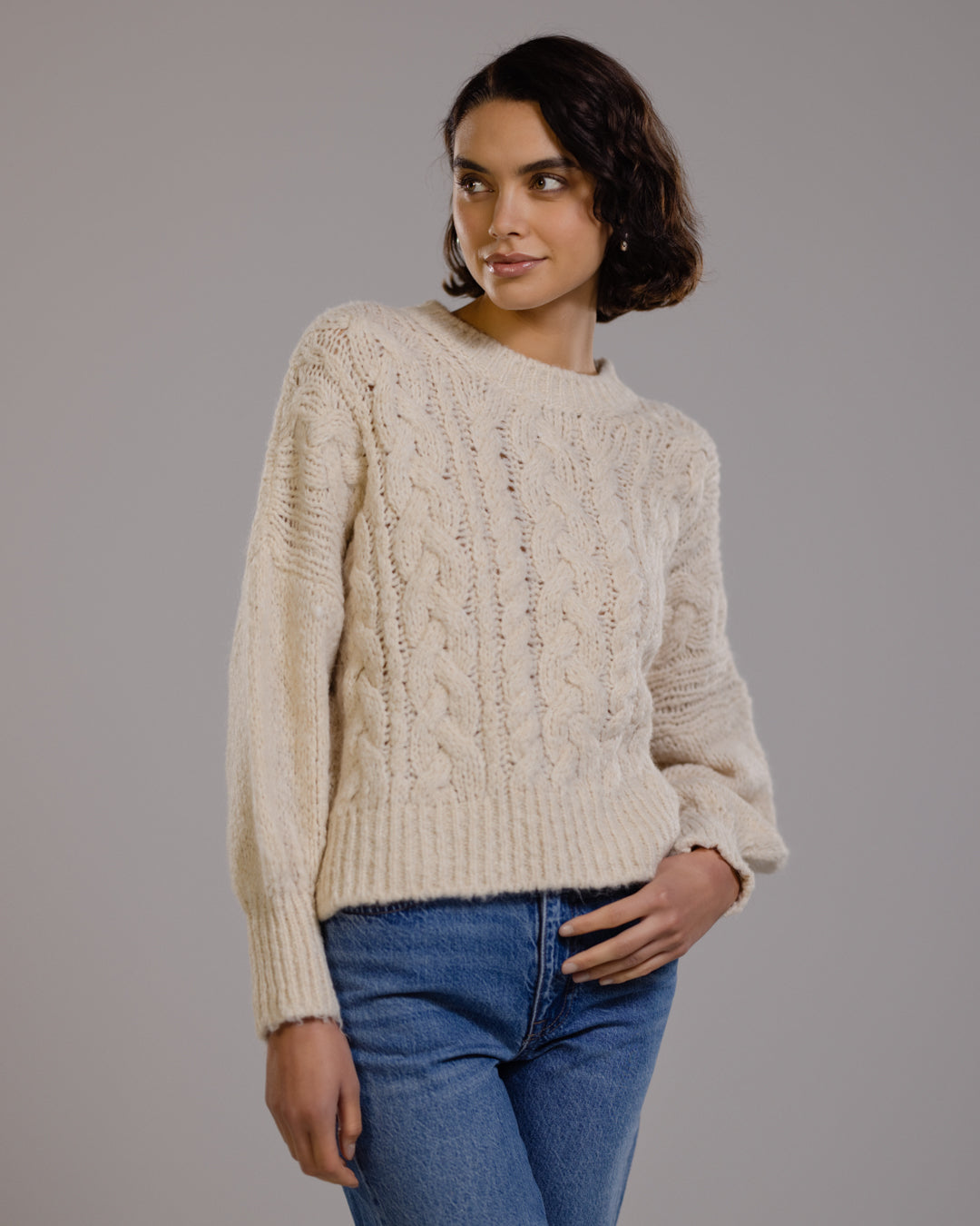 Women's Cream Cable Knit Jumper (3)