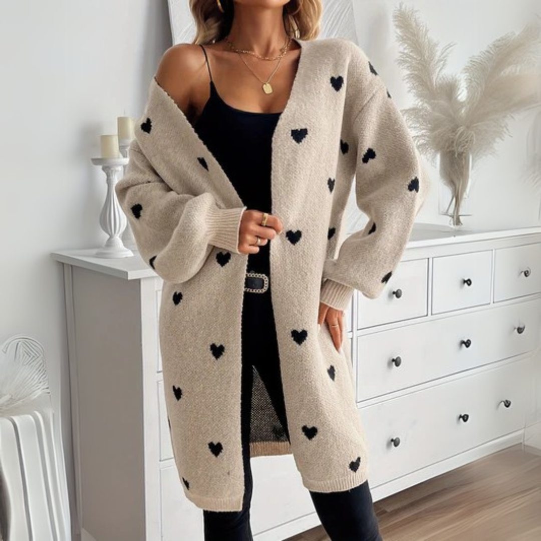 Women's Delicate Knit Long Cardigan for Everyday in Beige