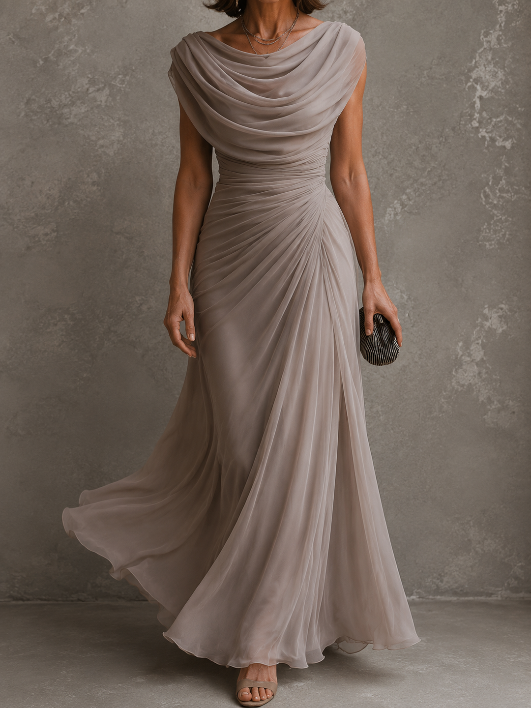 Women's Draped Maxi Christmas Party Dress (8)