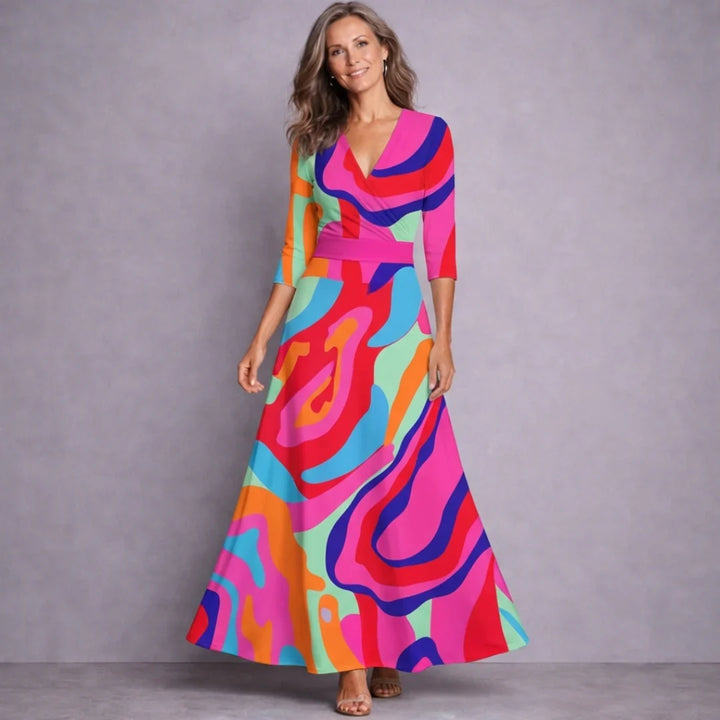 Women's Dress Maxi in Refined Floral in Multicolour
