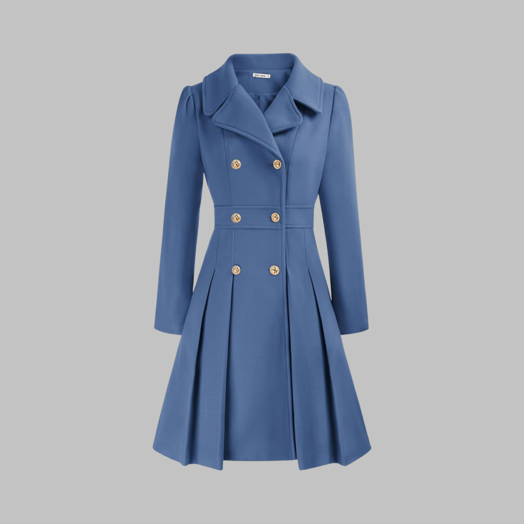 Women's Elegant Autumn Coat with Double Buttons in Grey