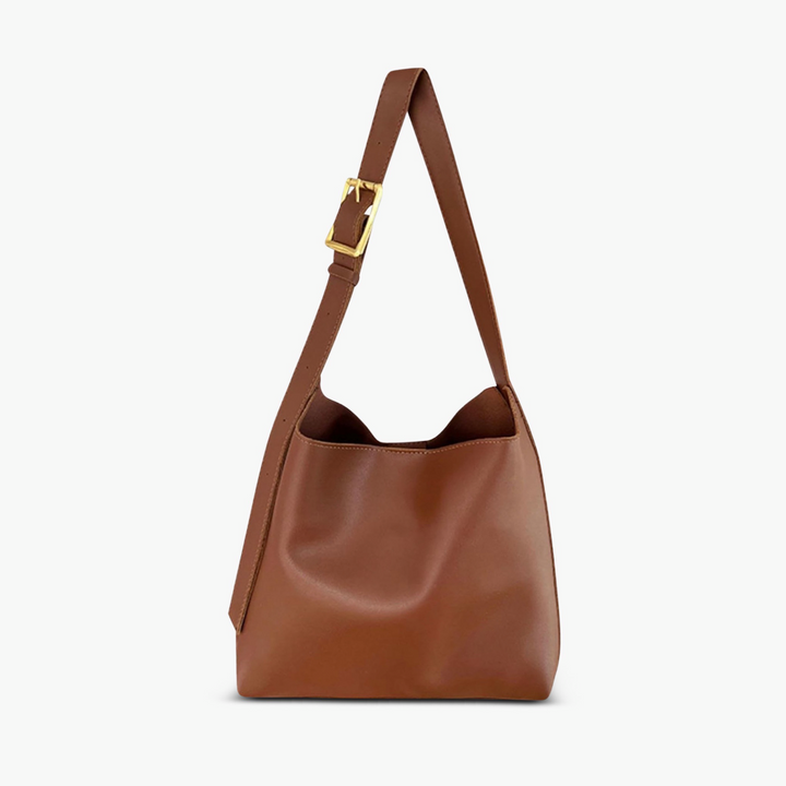Women's Elegant Buckle Tote for Everyday Wear in Brown