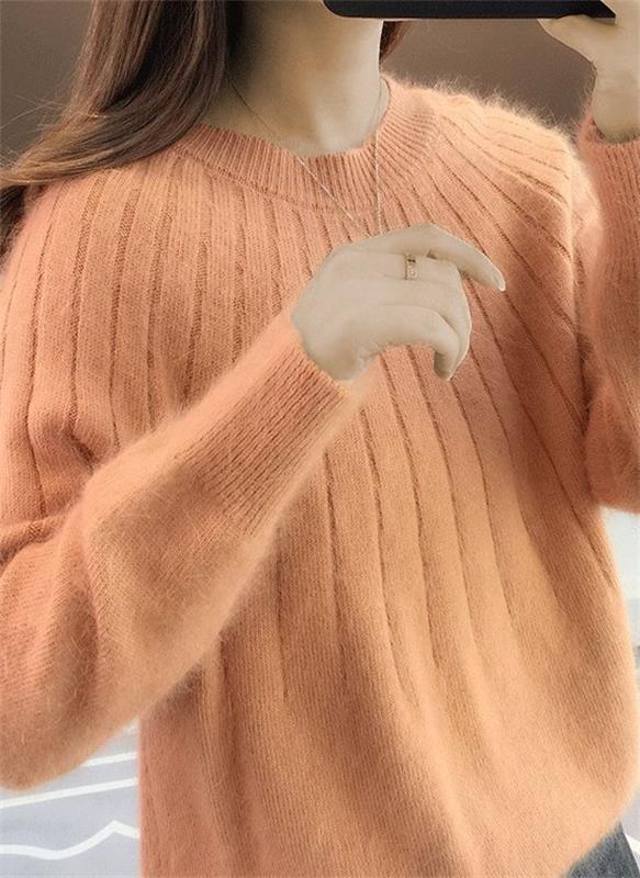 Women's Elegant Cashmere Sweater for Autumn in Orange