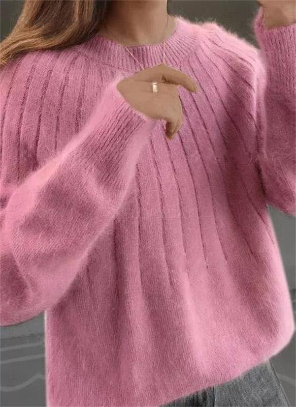 Women's Elegant Cashmere Sweater for Autumn in Pink