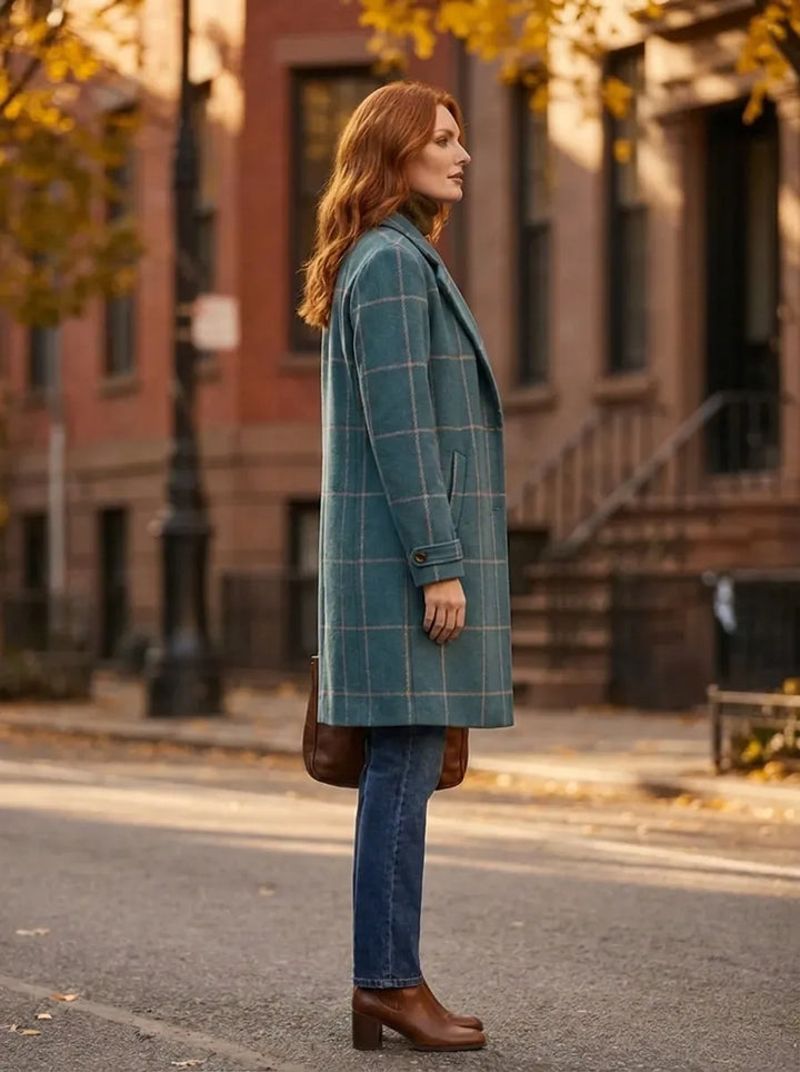 Women's Elegant Check Autumn Coat (2)