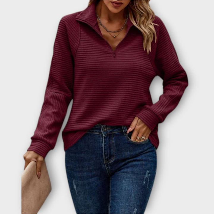 Women's Elegant Everyday Sweater for Autumn in Red