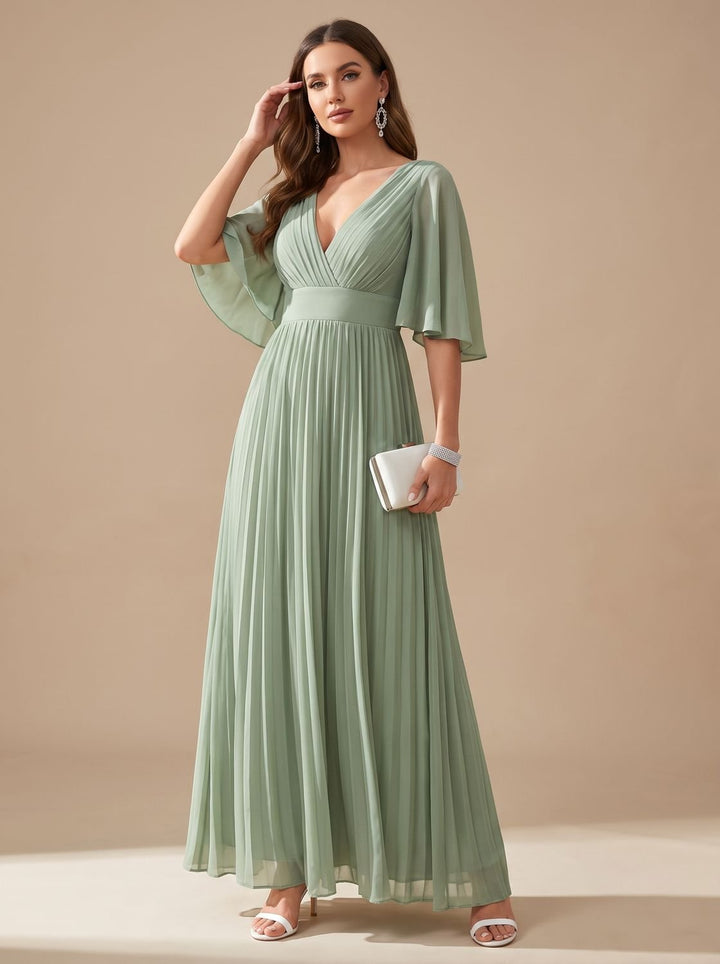 Women's Elegant Maxi Sequin Party Dress in Green