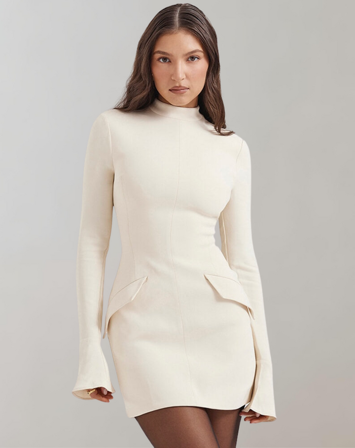 Women's Elegant Mini Dress for Cocktails in White