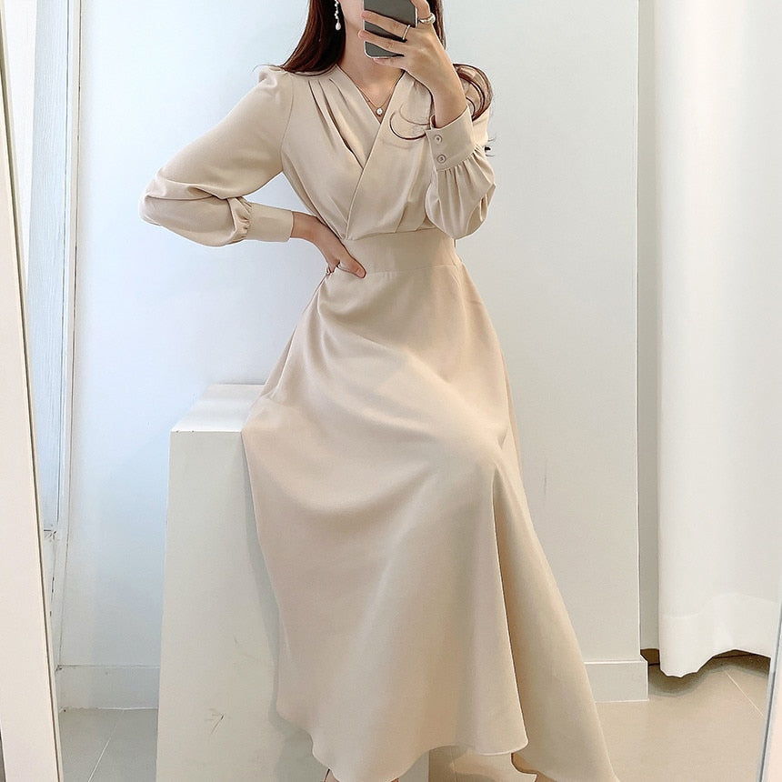 Women's Elegant Puff Sleeve A-Line Party Dress