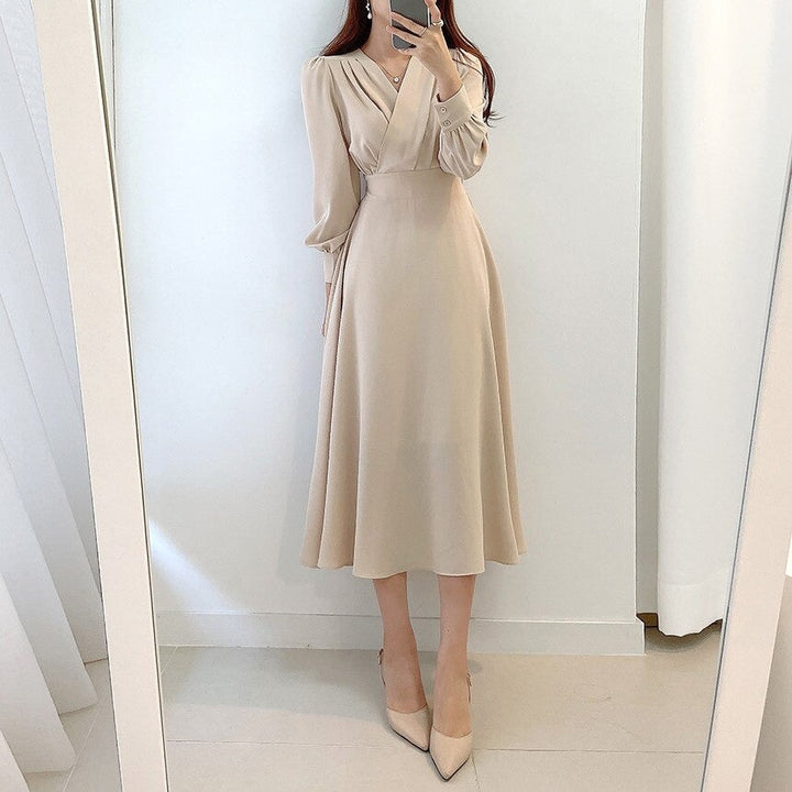 Women's Elegant Puff Sleeve A-Line Party Dress (3)