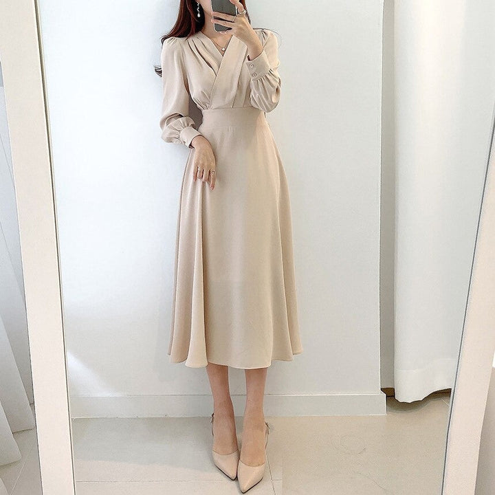 Women's Elegant Puff Sleeve A-Line Party Dress (4)