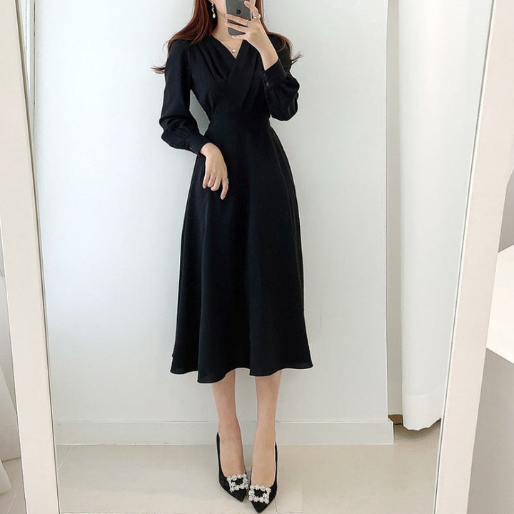 Women's Elegant Puff Sleeve A-Line Party Dress (6)