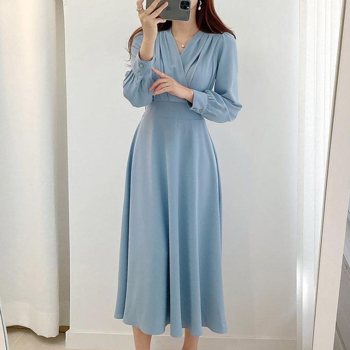 Women's Elegant Puff Sleeve A-Line Party Dress (7)