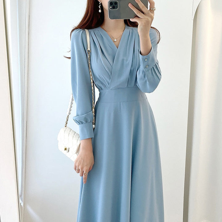 Women's Elegant Puff Sleeve A-Line Party Dress (9)