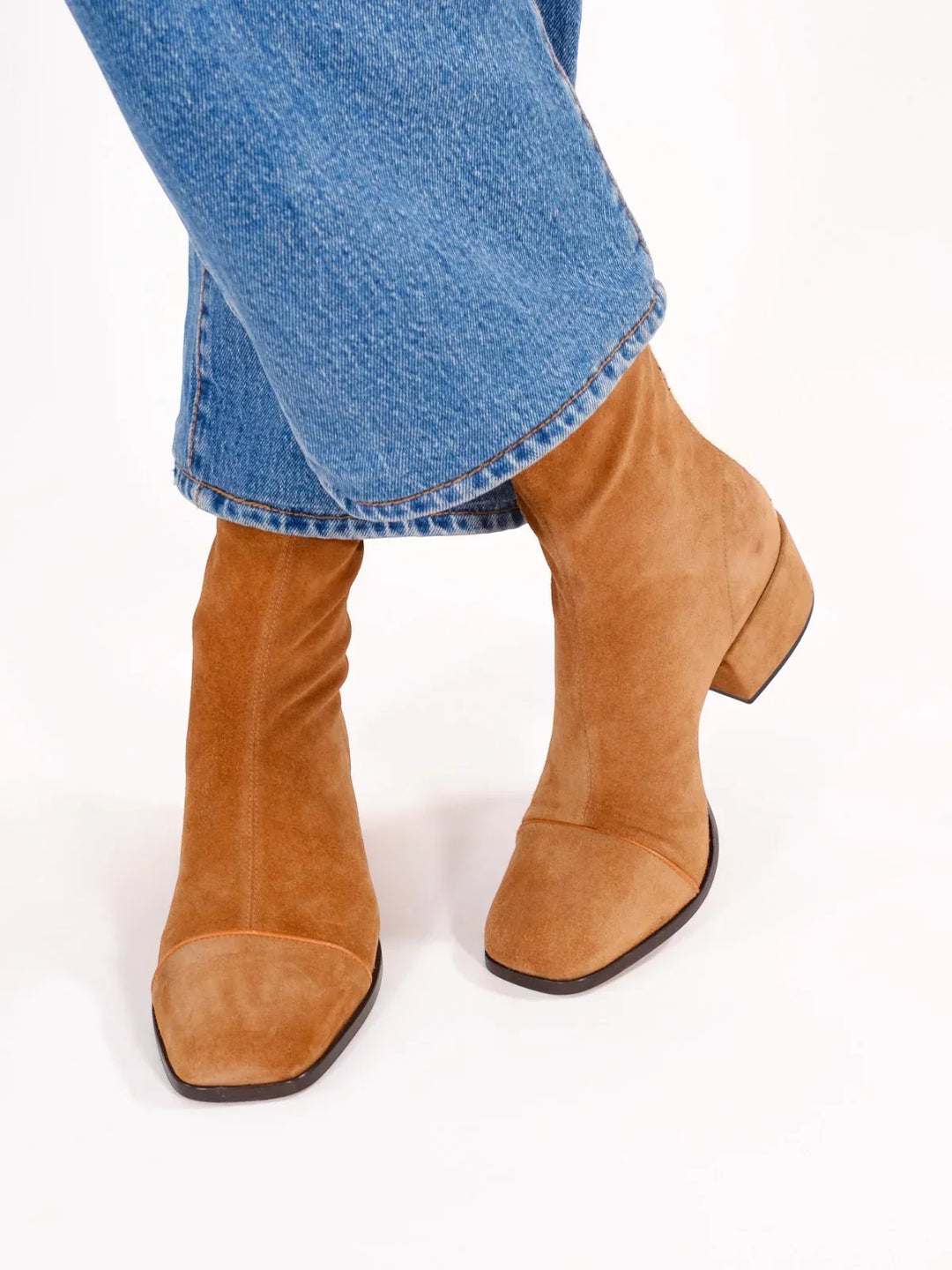 Women's Elegant Suede Knee High Boots in Beige