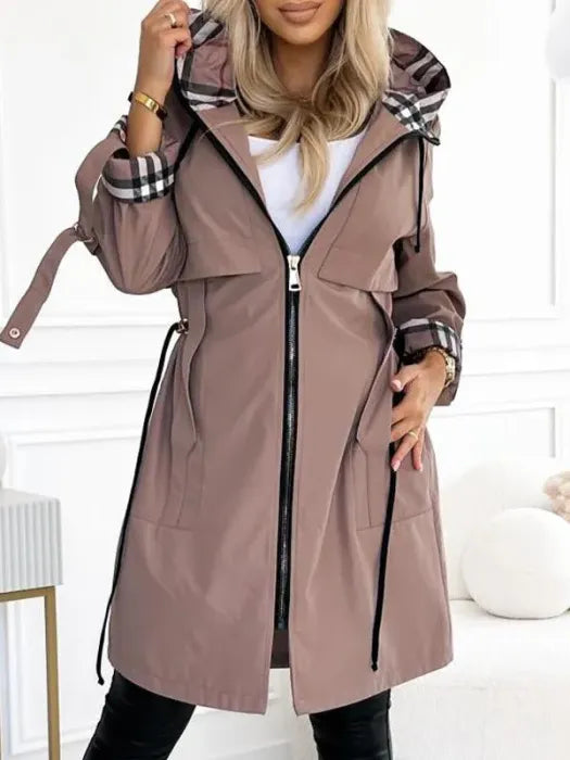 Women's Elegant Water-Resistant Trench Coat in Brown