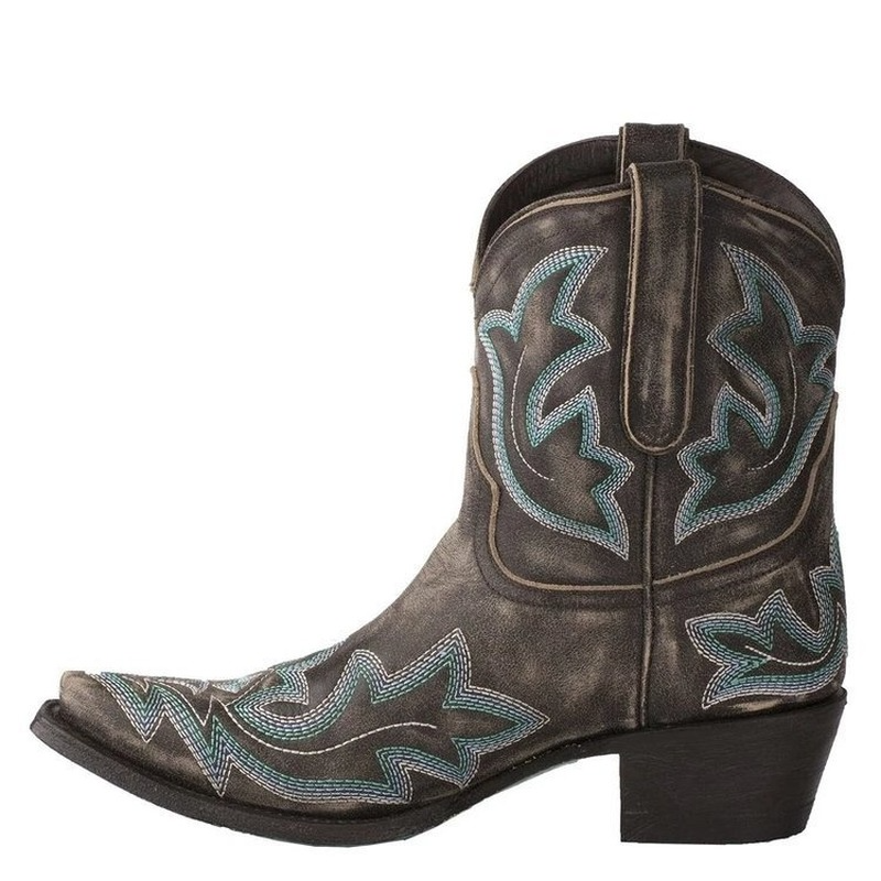 Women's Embroidered Brown Leather Cowboy Boots
