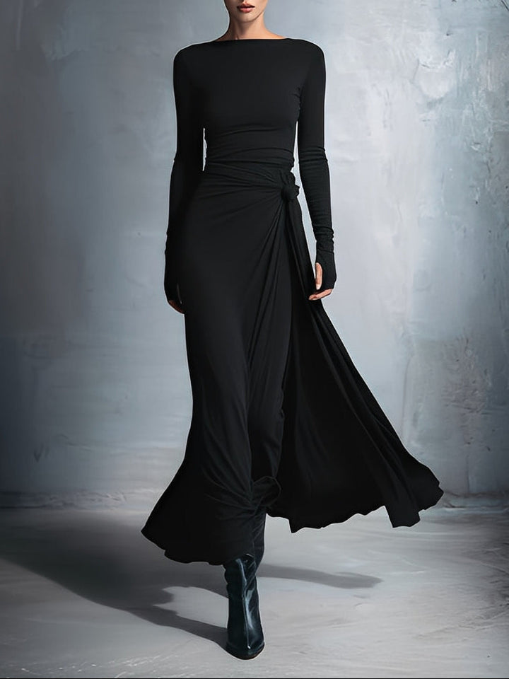 Women's Evening Dress in Maxi Wrap Style in Black