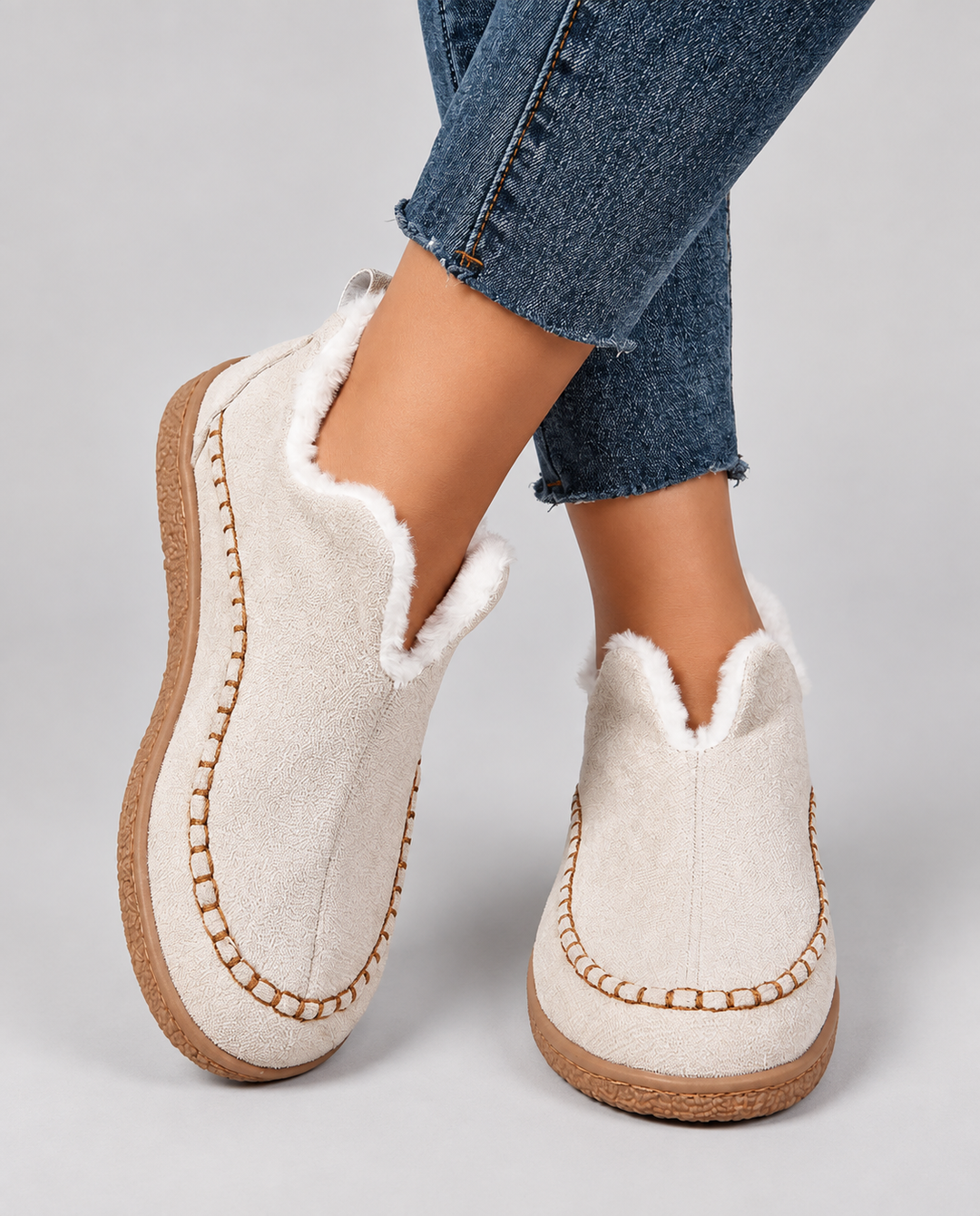 Women's Everyday Cozy Slip-On Knee High Boots in Beige