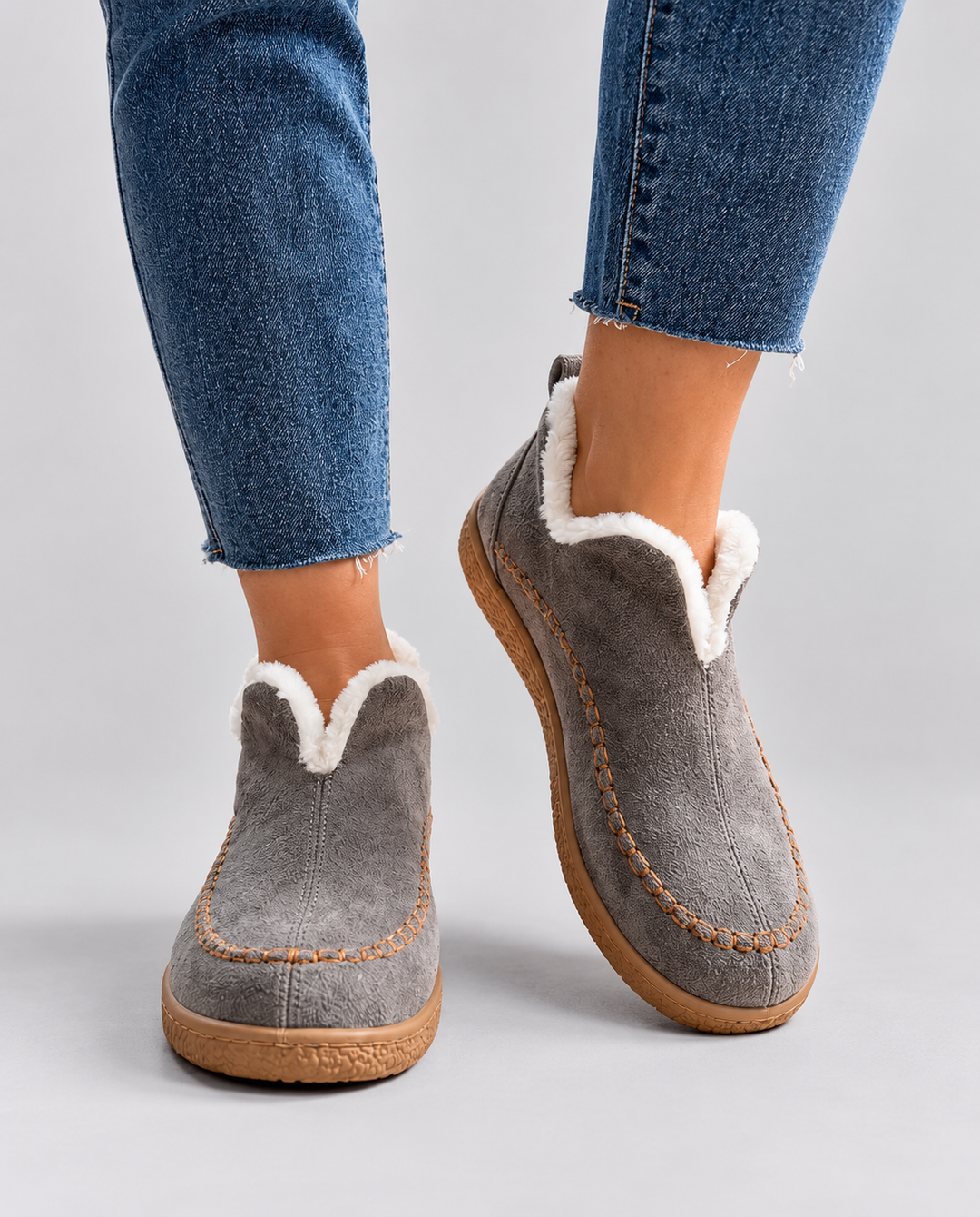 Women's Everyday Cozy Slip-On Knee High Boots in Grey