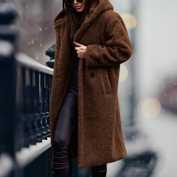 Women's Faux Fur Puffer Jacket for Autumn in Brown