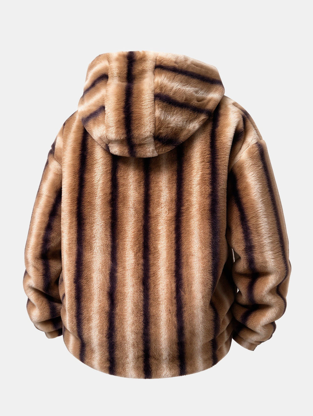Women's Faux Fur Striped Trench Coat (2)