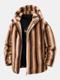 Harper | Women's Faux Fur Striped Trench Coat
