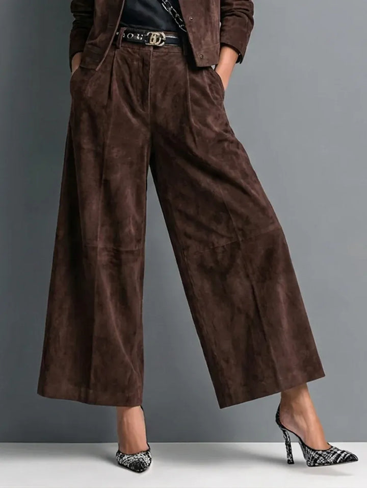 Women's Faux-Suede Jacket and Baggy Trousers Set (5)