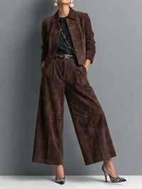 Georgia | Women's Faux-Suede Jacket and Baggy Trousers Set
