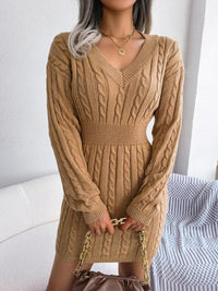 Ava | Women's Fitted Cable Knit Jumper Dress