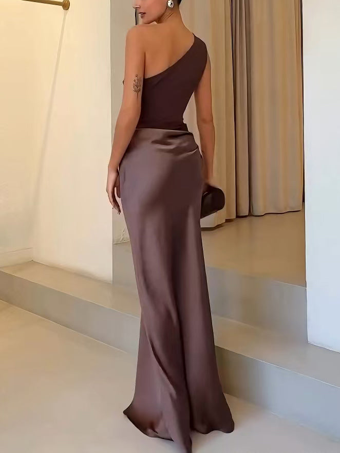 Women's Floor-Length One-Shoulder Sequin Party Dress (7)