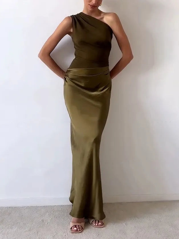 Women's Floor-Length One-Shoulder Sequin Party Dress (8)