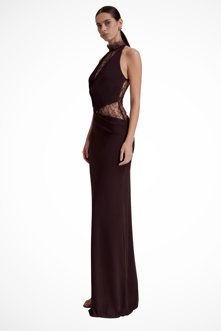 Women's Flowing Lace Maxi Wedding Guest Dress (5)