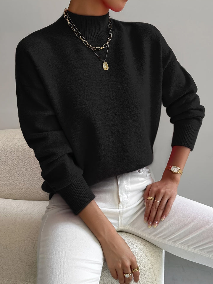 Women's Funny Christmas Jumpers with Turtleneck in Black