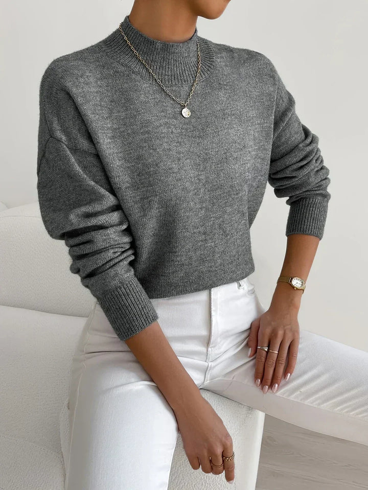 Women's Funny Christmas Jumpers with Turtleneck in Dark Grey