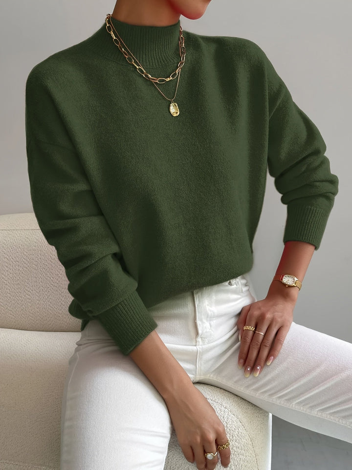 Women's Funny Christmas Jumpers with Turtleneck in Green