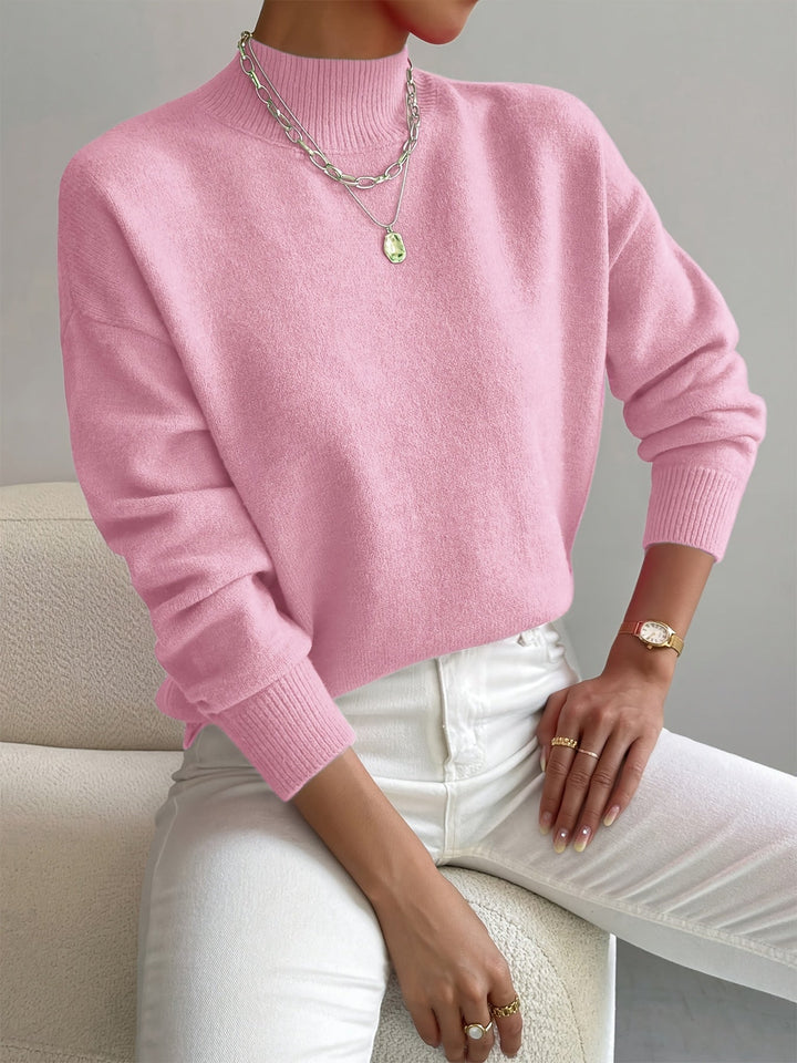 Women's Funny Christmas Jumpers with Turtleneck in Light Pink